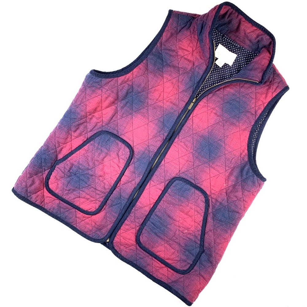 Caslon Blue & Burgundy Zip Up Vest Large